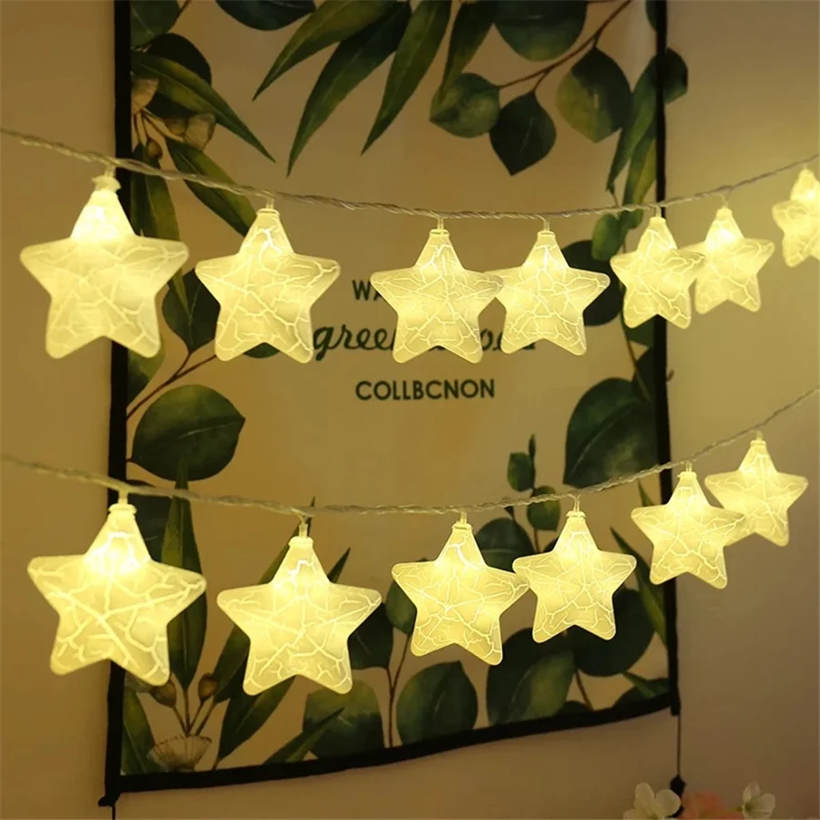 New Battery/USB Powered LED Crack Star Fairy String Lights 20/40led Garlands Lamp for Garden Party Wedding Christmas Decoration