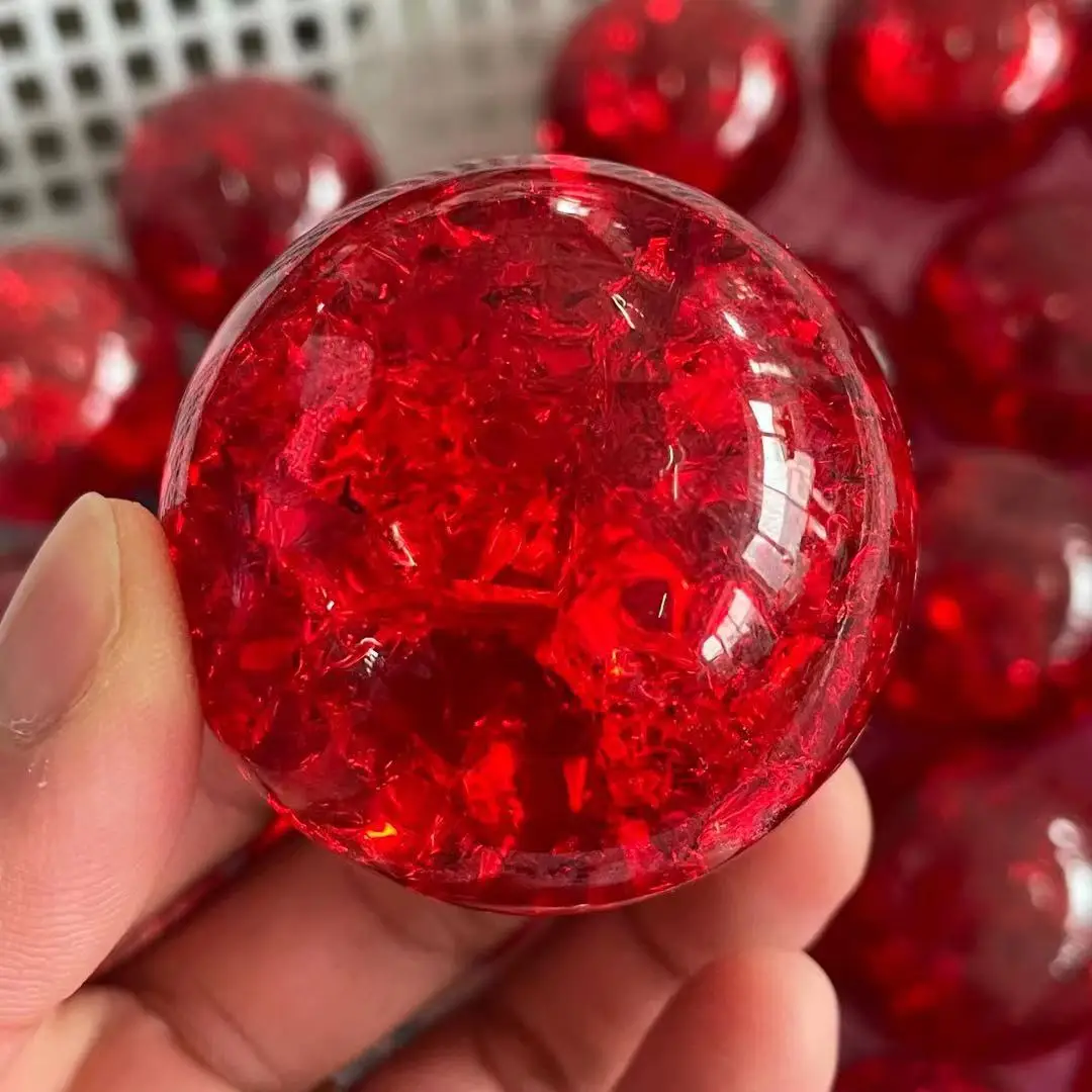 1 beautiful red electroplated angel glass feng Shui gem ball ice cracker ball home garden decoration