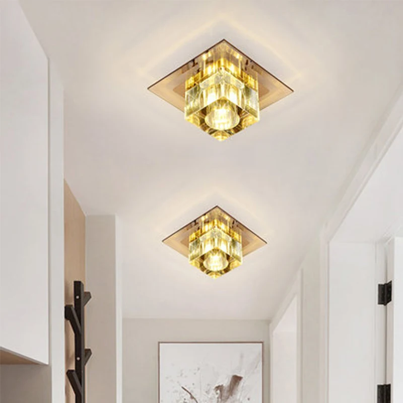 Simple crystal led creative entrance balcony porch corridor ceiling opening shape corridor lamp