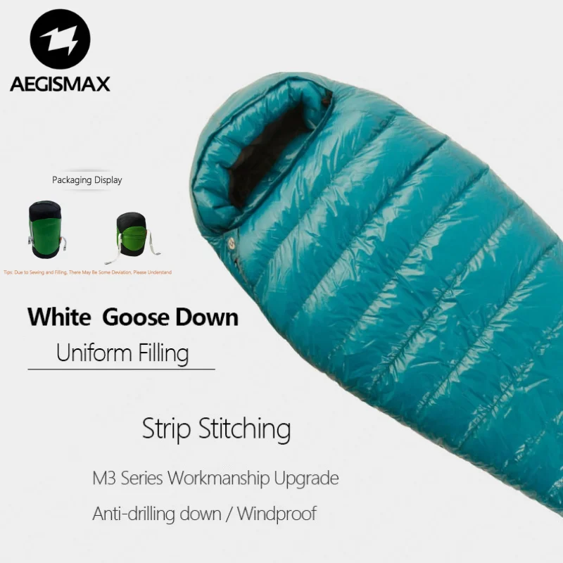 AEGISMAX M3 Camping Sleeping Bag -5 Degree 800FP Goose Down Outdoor Sleeping Bag Hiking Mummy Sleeping Warm Equipment For Adult