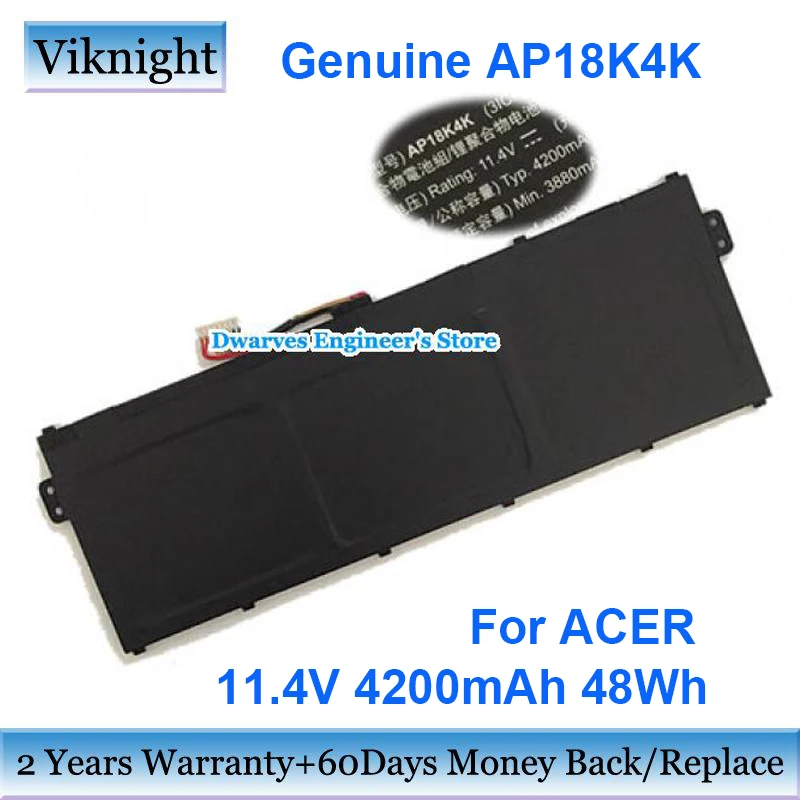 

Genuine AP18K4K KT00304013 Laptop Battery For ACER Chromebook 311 C721 R721T Spin 311 R721T 11.4V 4200mAh 48Wh