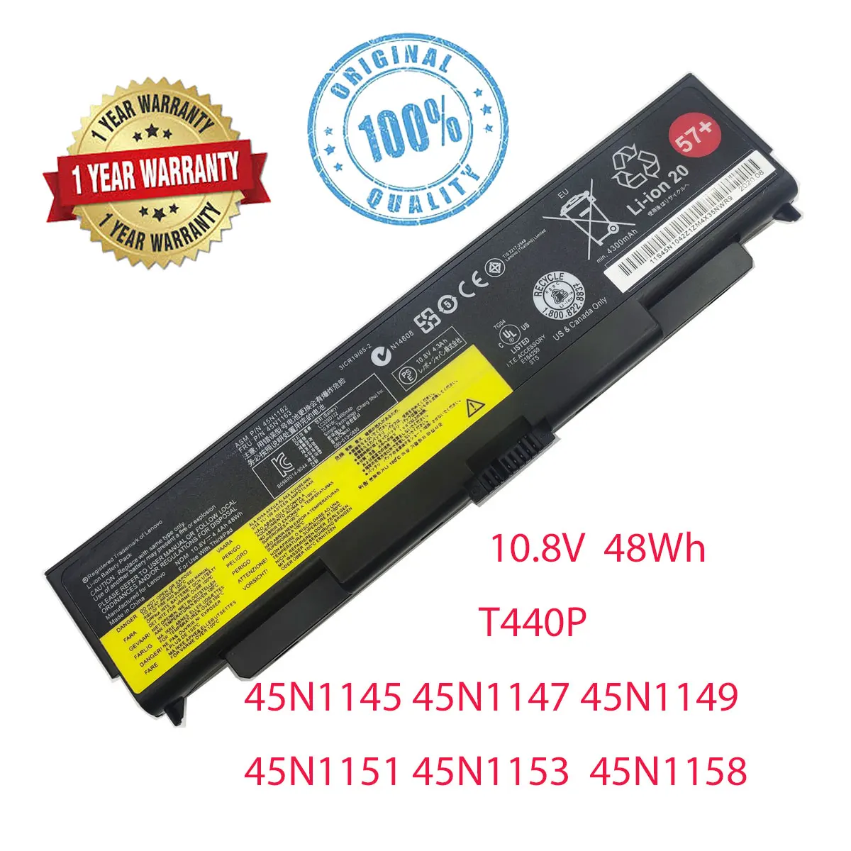 

Lenovo Original T440P 57+ 45N1145 Laptop battery For Lenovo ThinkPad T440P T540P W540 W541 L440 L540 45N1148 45N1159 45N1158