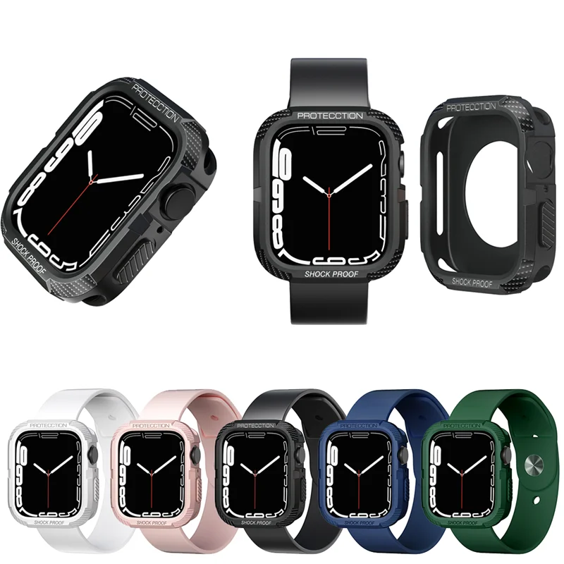 Case For Apple Watch 9/8/7/6/SE/5/4 44mm 40mm 42mm 38mm Cases Soft TPU Shockproof Protector Bumper for apple watch 7 45mm 41mm