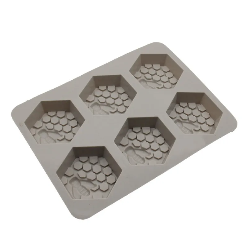 Nowy kreatywny 6 otwory miód pszczoła Honeycomb silikonowe do mydła formy DIY Handmade 3D forma do ciasta łatwe do demontażu robienie mydła Craft
