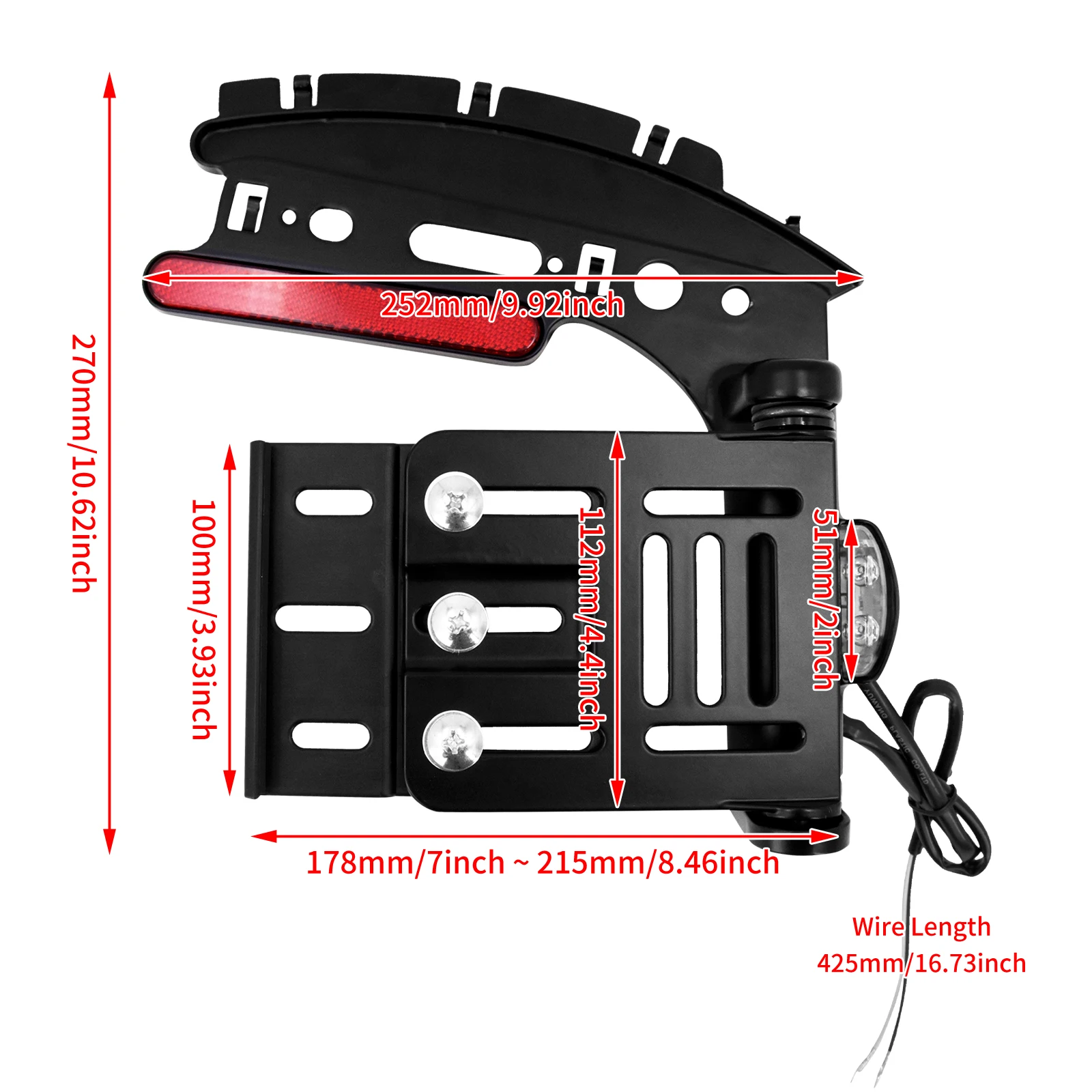 Motorcycle Collapsible Folding LED Light Side Mount License Plate Bracket Holder For Harley Sportster XL 1200 883 Iron 2004-2021