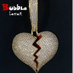 No Chain Gold Color Broken Heart Pendants Necklaces Men's Hip Hop Jewelry