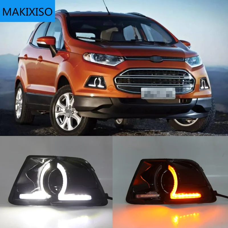 

1 set LED DRL Daytime Running Lights Daylight yellow turn Fog Head white Lamp For Ford Ecosport 2013 2014 2015 2016