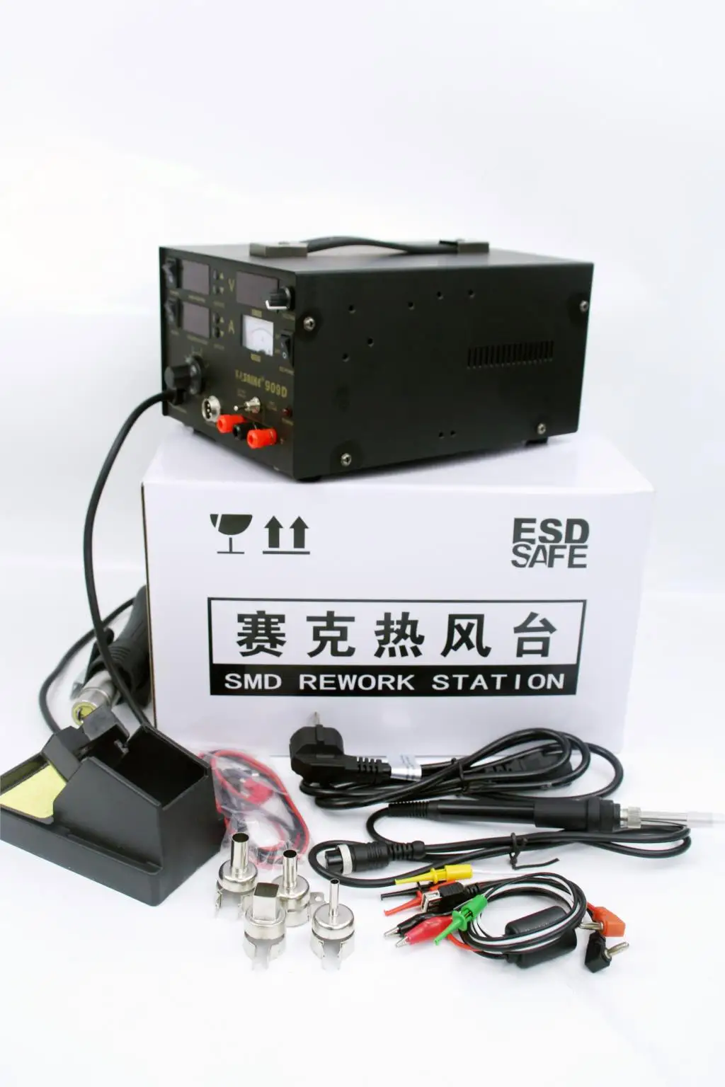 3 in 1 Hot air gun rework station SAIKE 909D Soldering station power supply soldering machine 220V or 110V