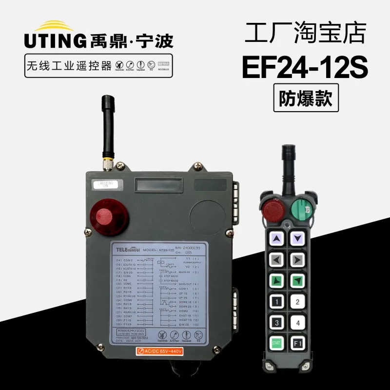 Telecontrol UTING Explosion Proof BF EF24-12S Industrial Wireless Radio Remote Control for Crane 1Transmitter 1 Receiver ExCT4