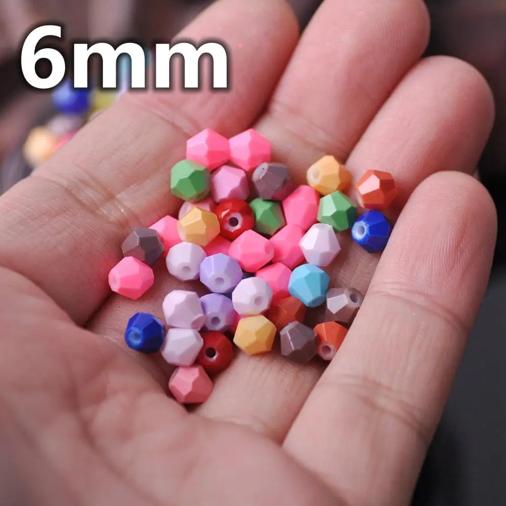 Solid Coated Color Bicone Faceted Opqaue Glass 4mm 6mm Loose Spacer Beads Wholesale lot for Jewelry Making Findings DIY