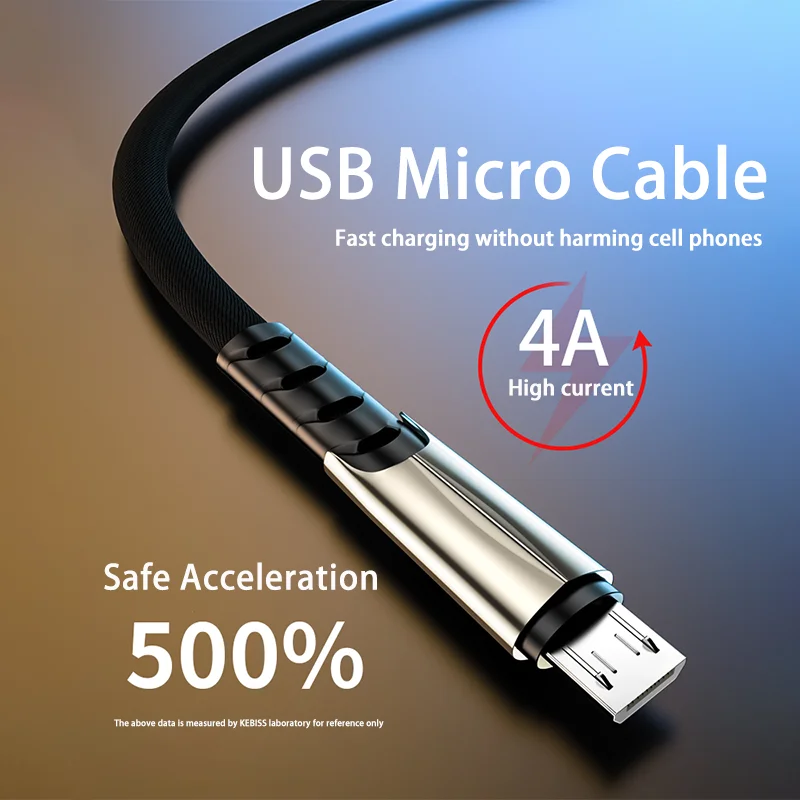 2 PCS USB Micro Cable 4A Fast Charge Data Cable for Samsung Xiaomi Huawei Tablet Android Mobile Phone USB Charger Charging Cord