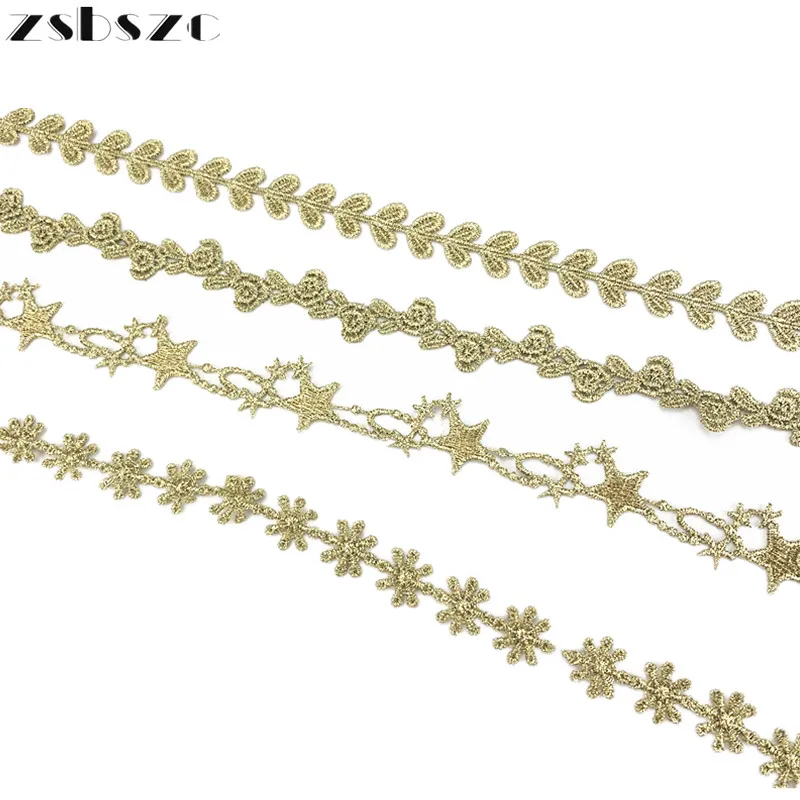 1.8CM Width 5Yards Gold Lace Ribbon Trim Pendant Glitter Dress DIY Lace Necklace  Accessories