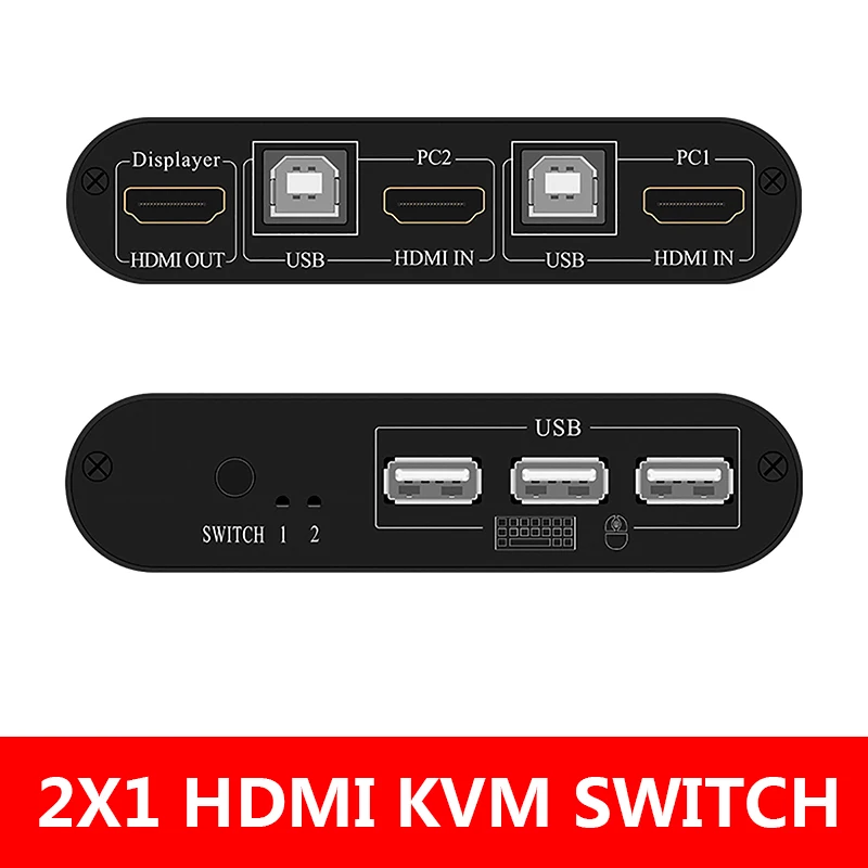 

Многофункциональный KVM-переключатель 4K HDMI высокой четкости, 2-портовый USB-переключатель с ручным управлением, разветвитель клавиатуры и мыш...