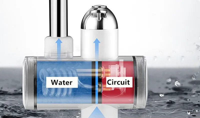 Grifo de agua caliente instantáneo eléctrico, calentador de agua de acero inoxidable con pantalla LED de temperatura, grifo sin depósito para ducha