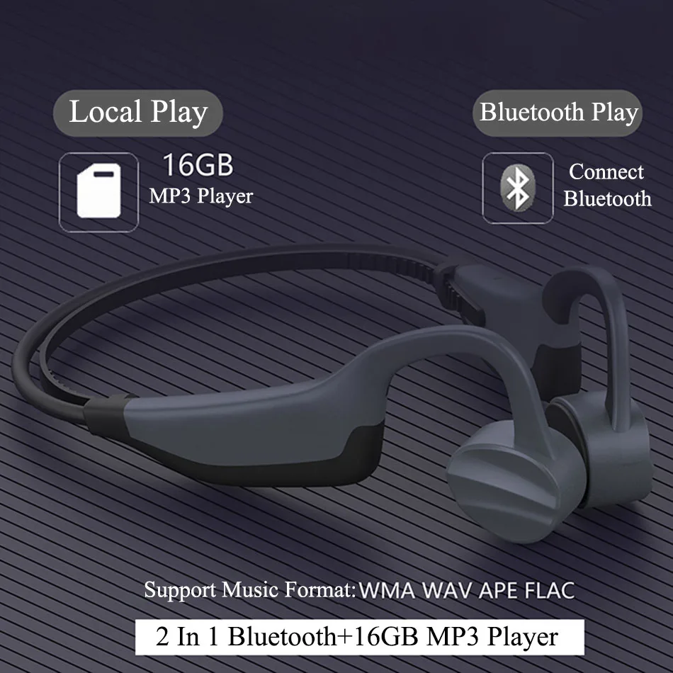 Nuovo Osso Conduzione K7 16GB Mp3 Lettore Bluetooth 5.0 2 In 1 Auricolare Vita Impermeabile Corsa E Jogging Fitness Sport Sano auricolare