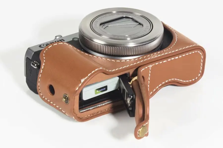 غلاف كاميرا من الجلد الصناعي ، حافظة سفلية لكاميرا كانون G7X Mark III G7XIII G7X3 ، غطاء نصف الجسم ، حقيبة كاميرا ، بني وأسود