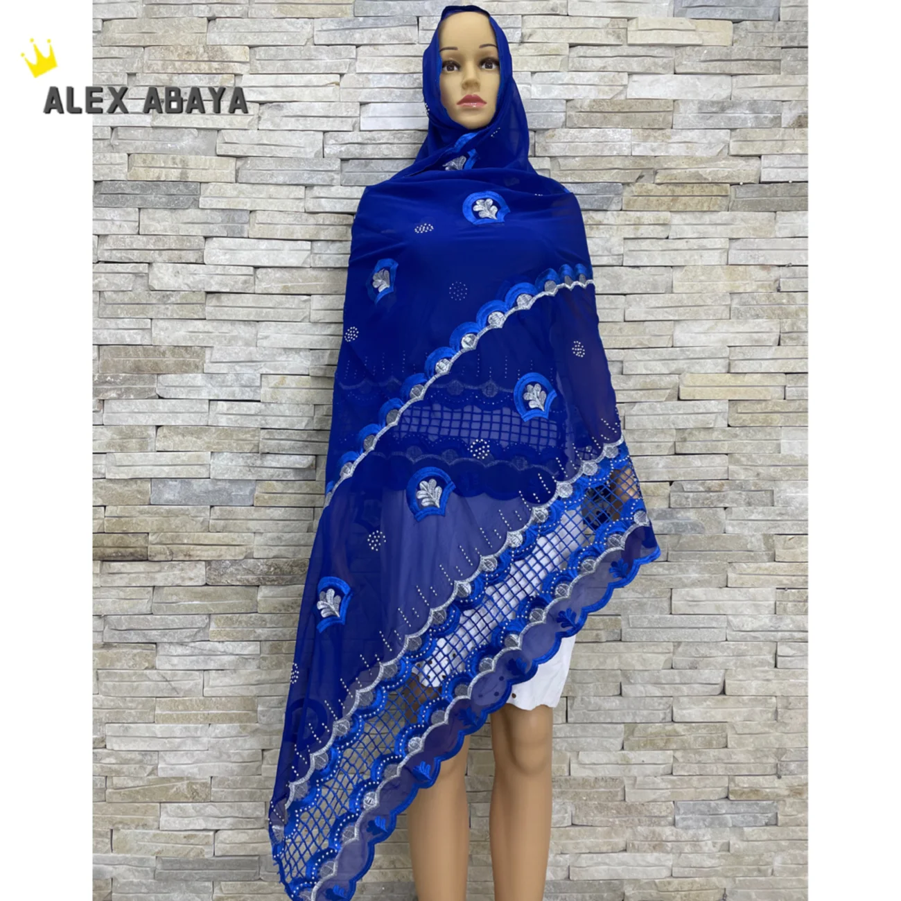 Écharpe en mousseline de soie avec broderie pour femmes musulmanes, nouveau hijab africain, écharpe économique, conception d'épissage, AF-010, livraison gratuite