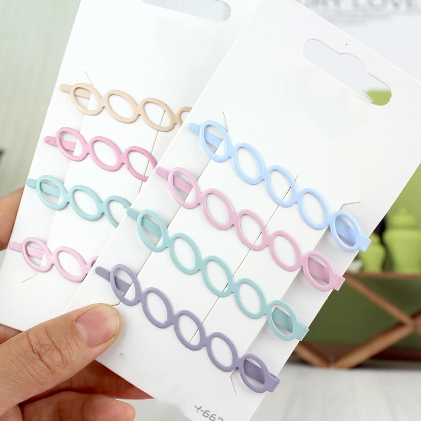 4 قطعة/المجموعة الملونة الحب الجوف سبائك الجانب كليب إكسسوارات الشعر دبوس الحلوى اللون الأطفال دبابيس الشعر أداة زخرفة