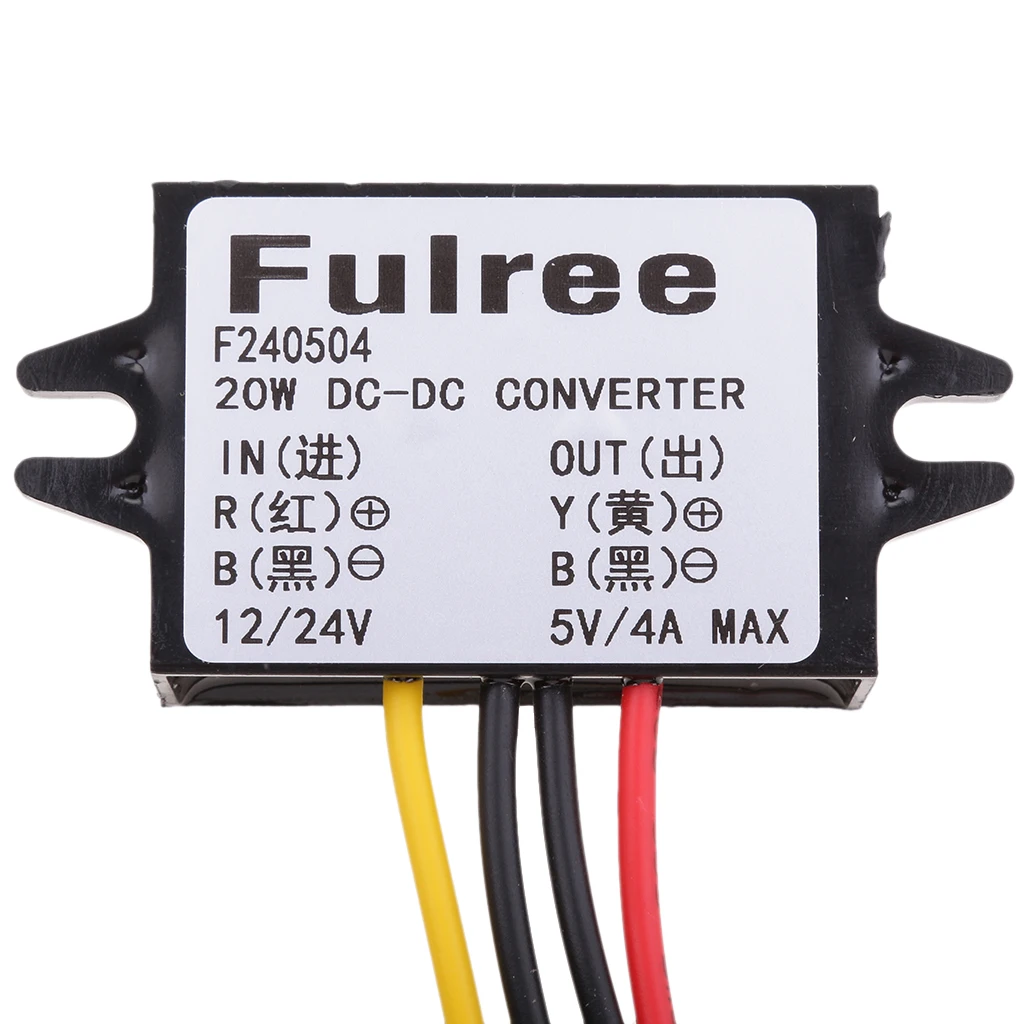 Convertidor de CC de 12V, 24V a 5V, 4A, 20W, regulador reductor, fuente de alimentación LED para coche