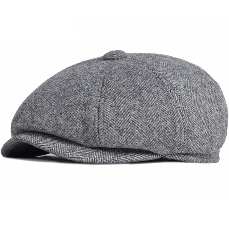 HT3717 Beret Thick Warm Autumn Winter Hat Men Octagonal Cap Male Earflap Flat Cap Artist Painter Beret Hat Beret Cap