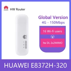 Huawei-4g lte usbモデムE8372h-320,ロック解除,150mbps,simカード付きモバイルwifiアクセスポイント,fdd 700 800 850 900 1800 2100 2600mhz