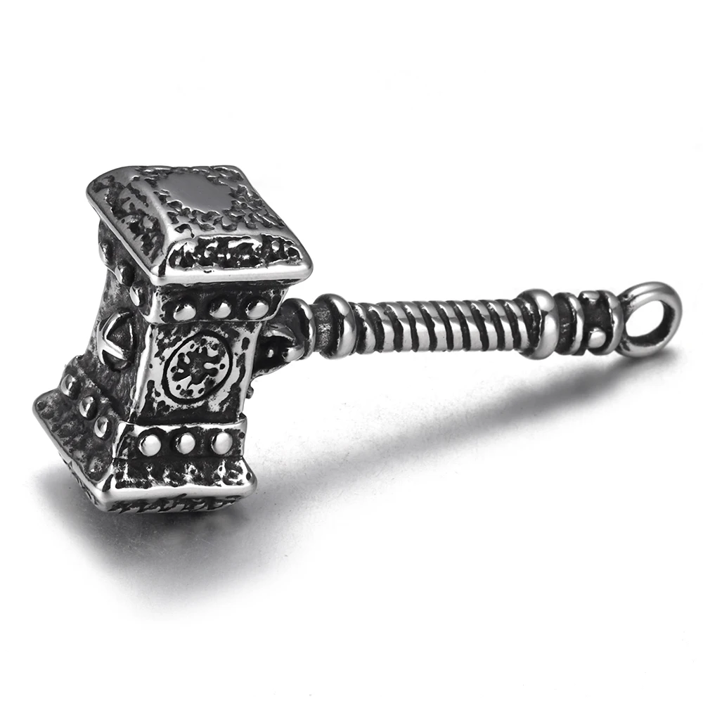 Stainless Steel Thor's Hammer Pendant Solid Vintage Men's Necklace Pendants Jewelry Making Accessories DIY Viking Jewelry Parts