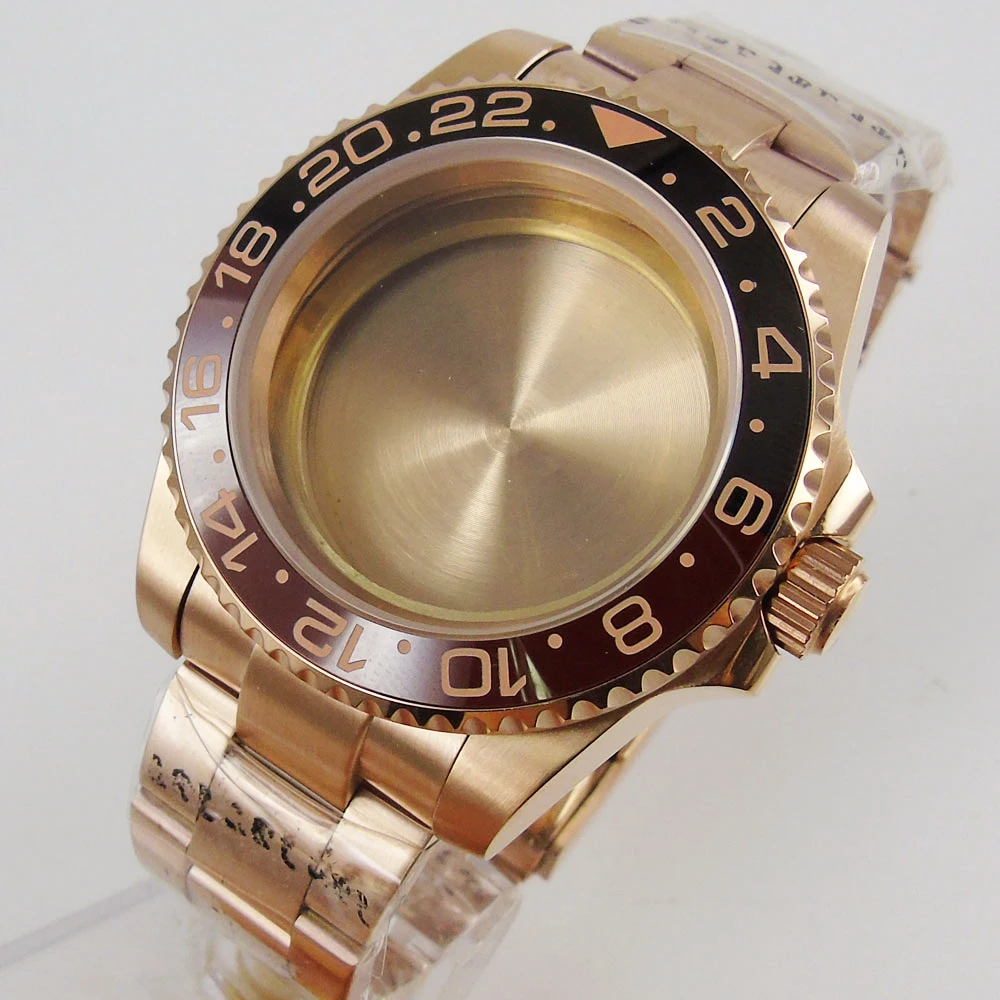 40mm Rose Gold Plated Watch Case Fit ETA 2836 MIYOTA 8215  mingzhu 3804 NH35A NH36A Automatic Movement