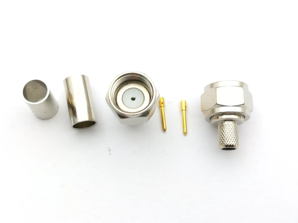 Imagem -02 - Adaptador de Conector rf Rg58 Lmr195 Rg142 Rg400 Conector de Bronze f Plugue Reto de Crimpagem 100 Peças