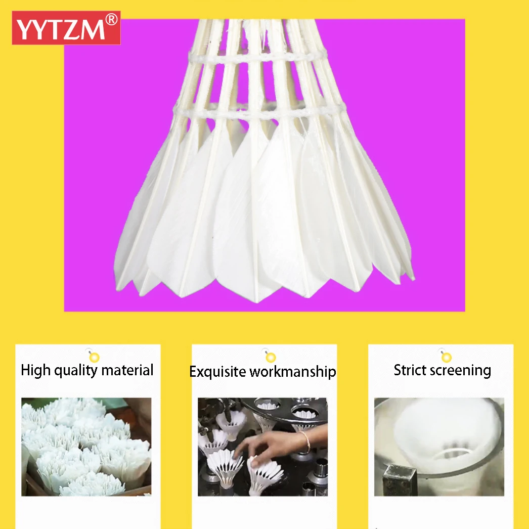 

12 шт./кор. белое утиное перо, профессиональная тренировка, бадминтон, промежуточный тренировочный мяч, нож Ling, бадминтон, прочный уровень