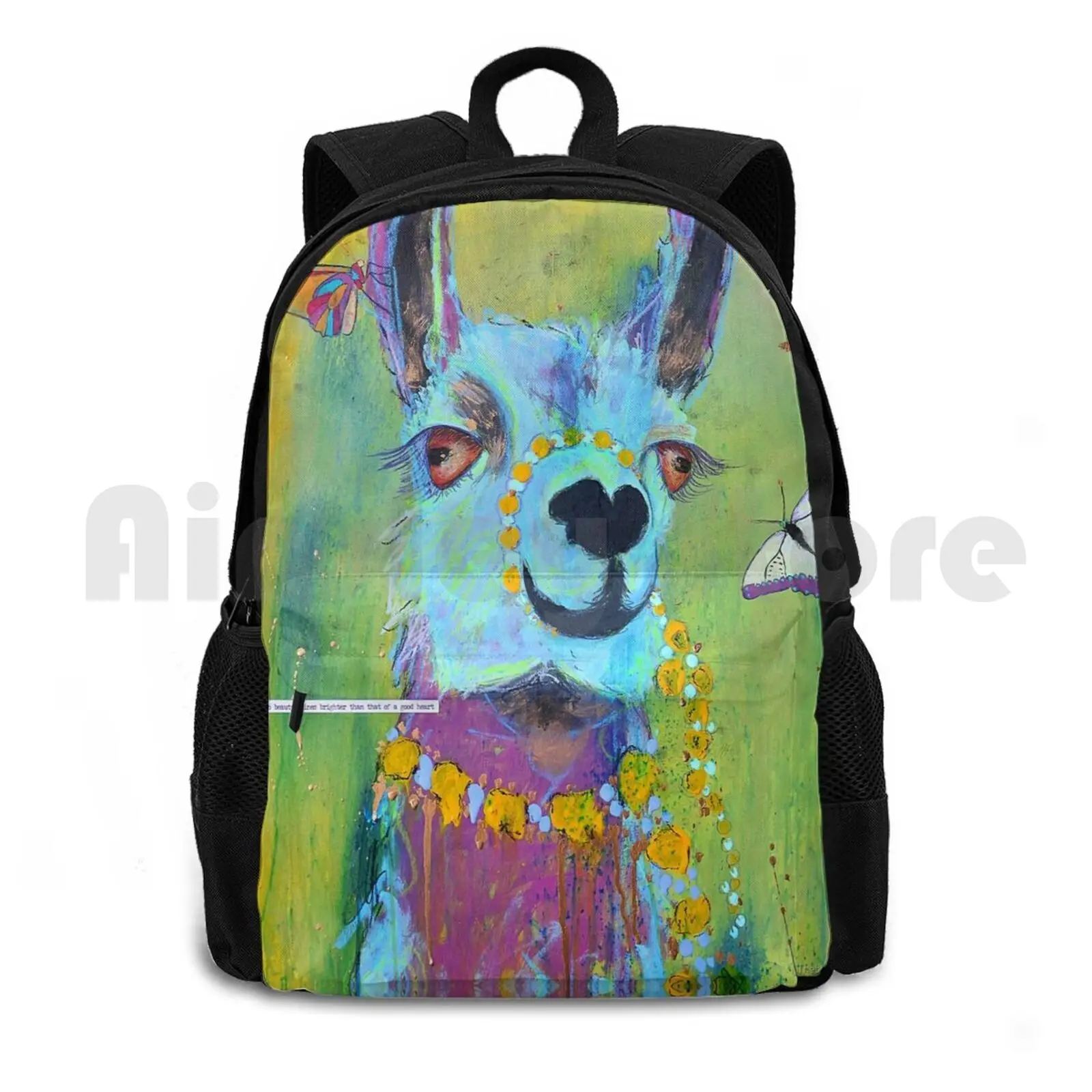 

Llama For Hannah Outdoor Hiking Backpack Waterproof Camping Travel Llama Animal Art Alpaca Hannah Pet Portraits Abstract Love