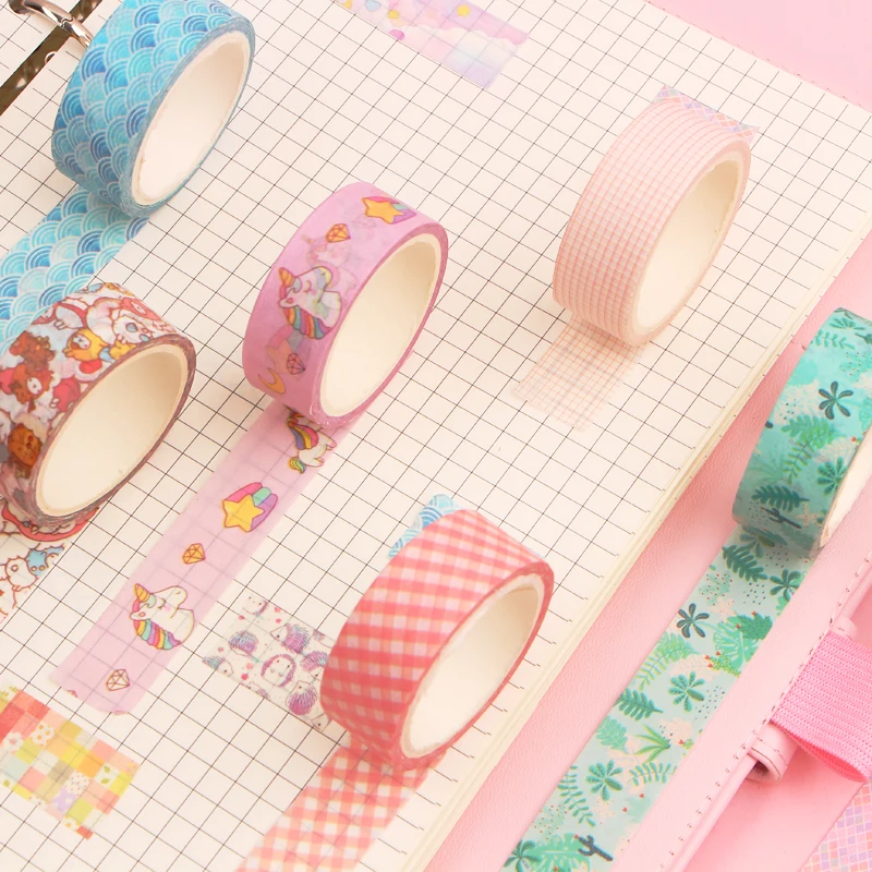 1pcs Cartoon Green Plant Washi Tape Color Masking Tape Decorative Adhesive Tape Sticker Scrapbooking Diary Stationery Supply