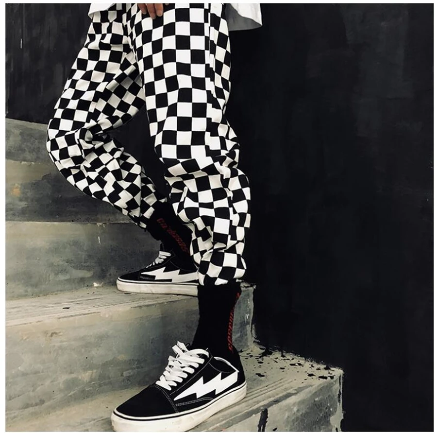 ฤดูร้อนใหม่กางเกงลายสก๊อตสตรีสูงเอว Checkered ตรงหลวมเหงื่อกางเกงสุภาพสตรี Pantalon Femme Drawstring เกาหลี