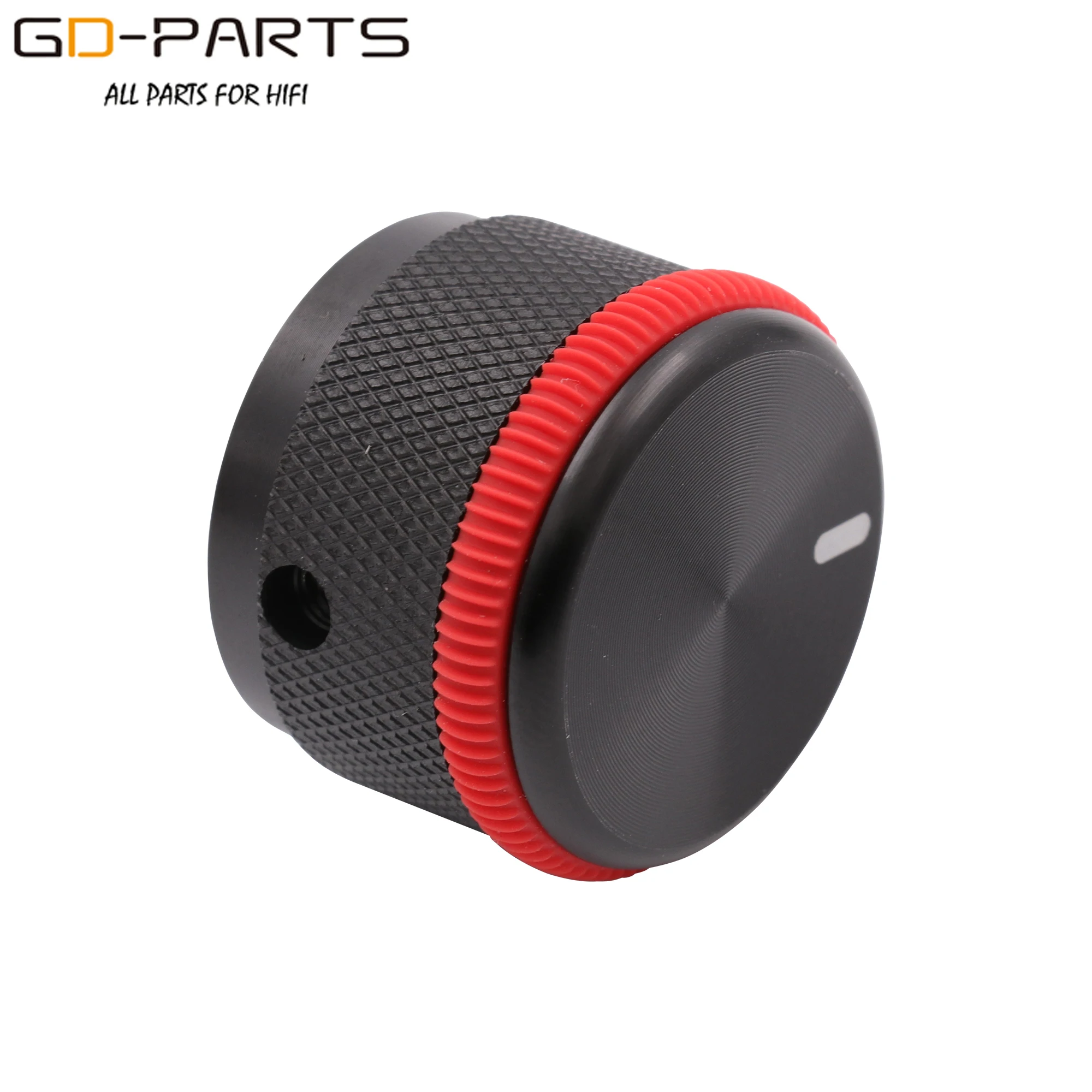 Tapa de perilla de potenciómetro de aluminio sólido de 30mm-22mm con anillo de goma rojo, orificio de 0,23 "y 6mm para Audio Hifi, amplificador, grabadora de Radio, 1 unidad