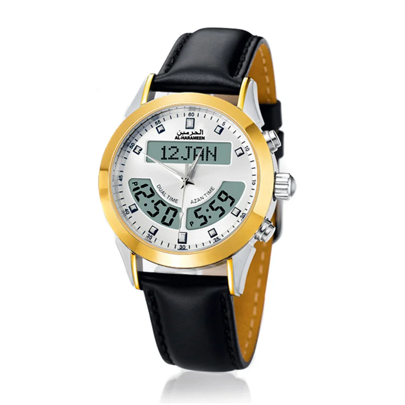 Islamic Adhan Watch Muslim Wristwatch with Automatic Iqamah Alarm Qiblah for All Prayers Islam Fajr Time Wrist Clock