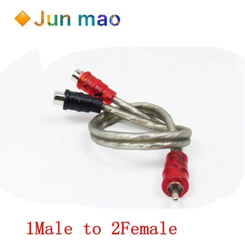 1Pcs Car Audio Cable 1 Male To 2 Female / 1 Female RCA 2 Male Adapter Cable Wire Splitter Stereo Audio Signal Connector