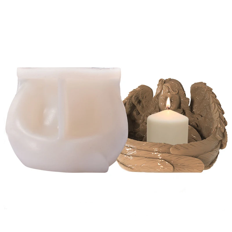 

Angel Candle Holder Silicone Mold 3D Creative Aromatherapy Candlestick Making Clay Epoxy Crystal Mould Home Decoration