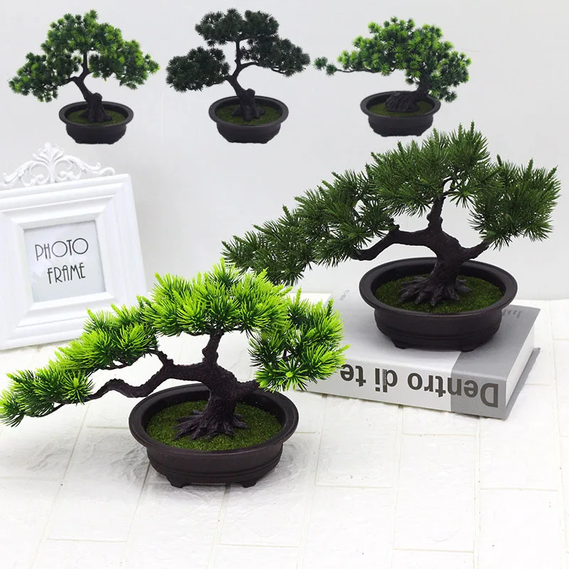 

Home Decor Artificial Plant Flower Fake Pine Tree bonsai Lifelike Craft Supplies Pot Greenery Accessories Living Room Decoration