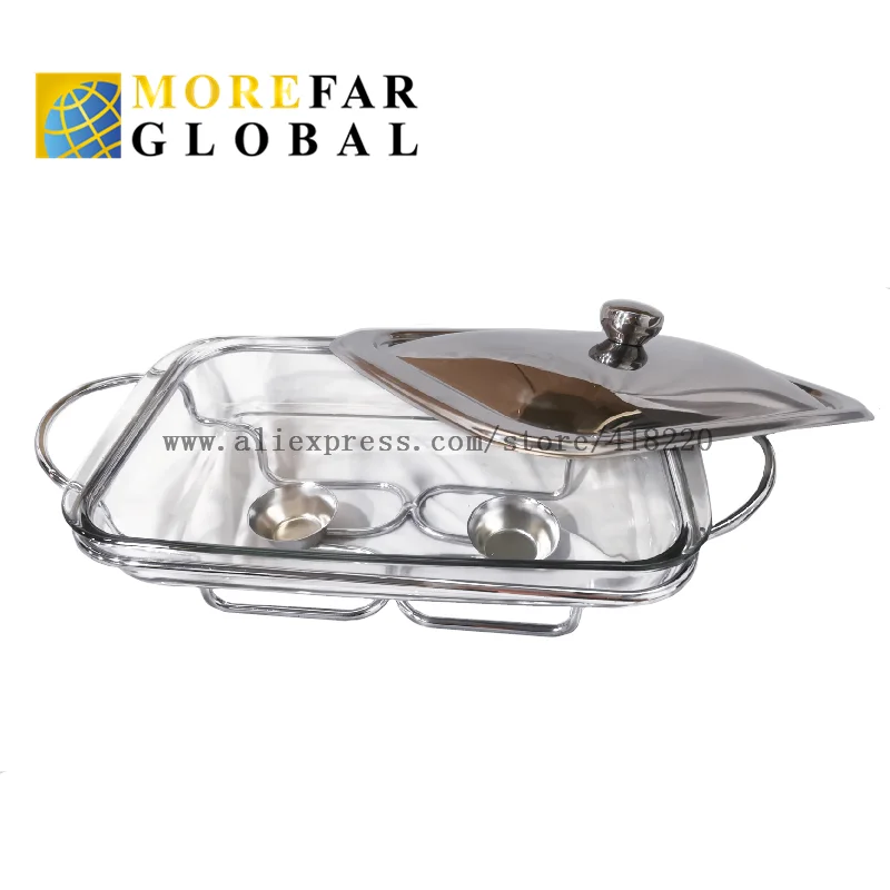 HBG Glass 304 Stainless Steel Buffet Dish Chafing Pot Food Warmer Heating Container Freshness Preservation Storage Wedding Party