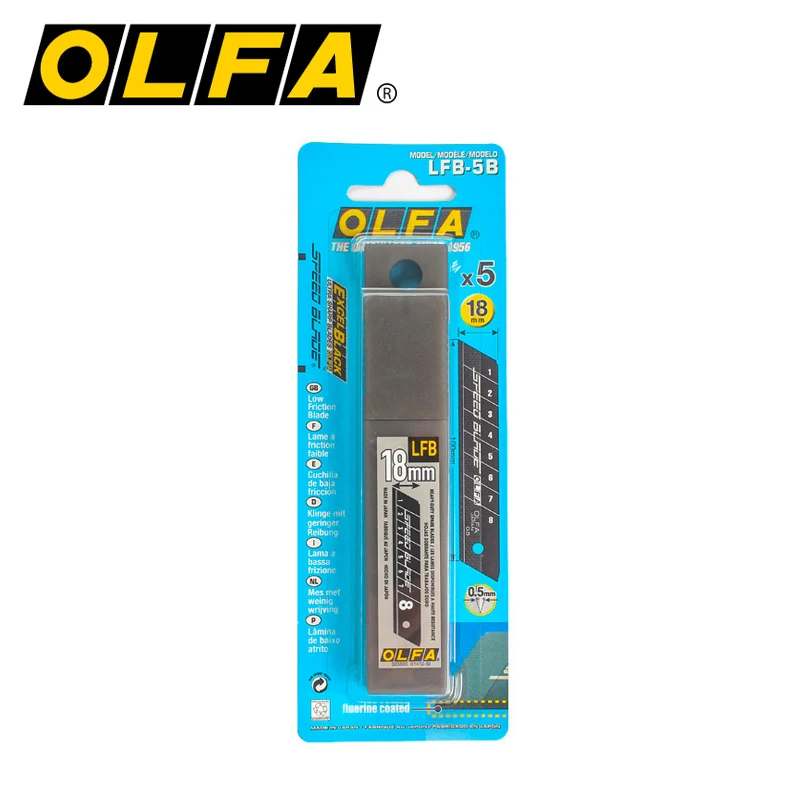 OLFA LFB-5B Speed Blade 18mm 5pcs Heavy Duty Snap-off Spare Blades Fluorine Coated Black Cutter Accessories for L5/L6-AL Knife