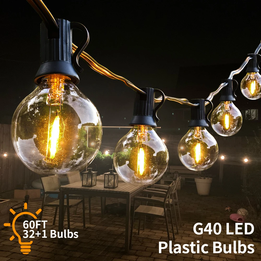 18M  26M Festoon LED String Light G40 Shatterproof Globe Bulb Patio Light Outdoor Garland Light For Garden Wedding Decoration