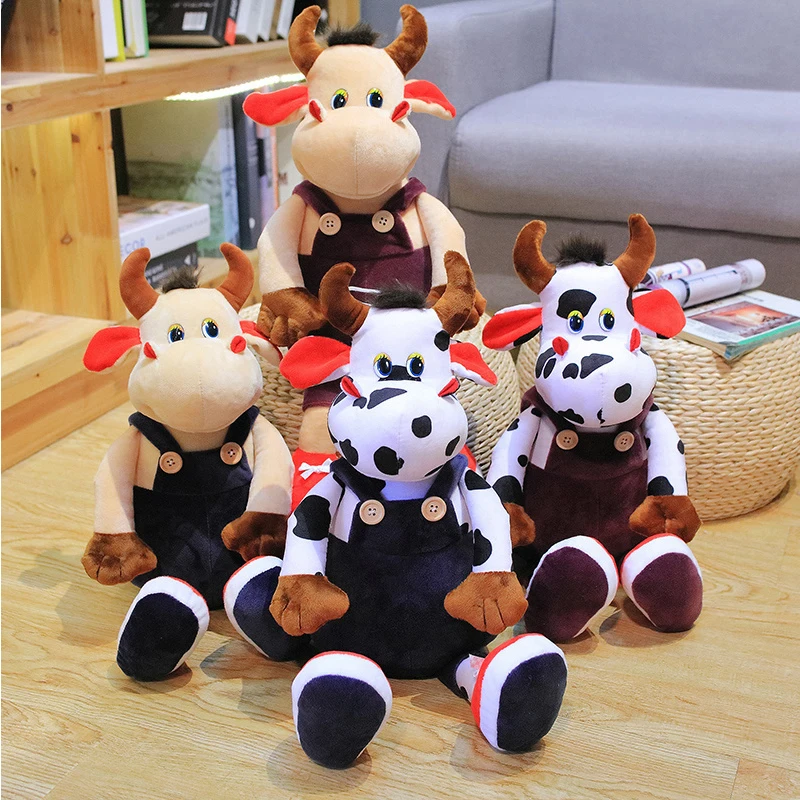 45-65cm Cartoon Cow Couple Plush Toy Cute Cattle Stuffed Animals Cattle Soft Doll Baby Appease Doll Birthday Gift For Children