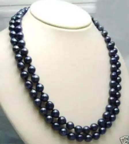 

hot sell new arrive 36" 9-10mm Genuine tahaitian black pearl necklace 925silver Gold