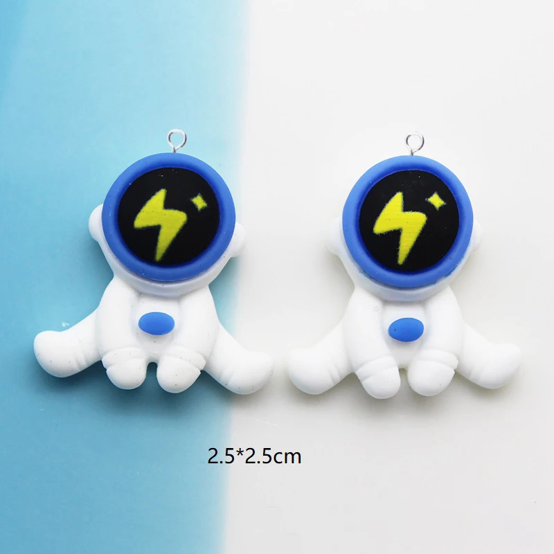 10Pcs Cute Lighting Astronaut Rocket Flying Saucer Resin Charms Pendant for Jewelry Making Floating Charm DIY Earrings C642