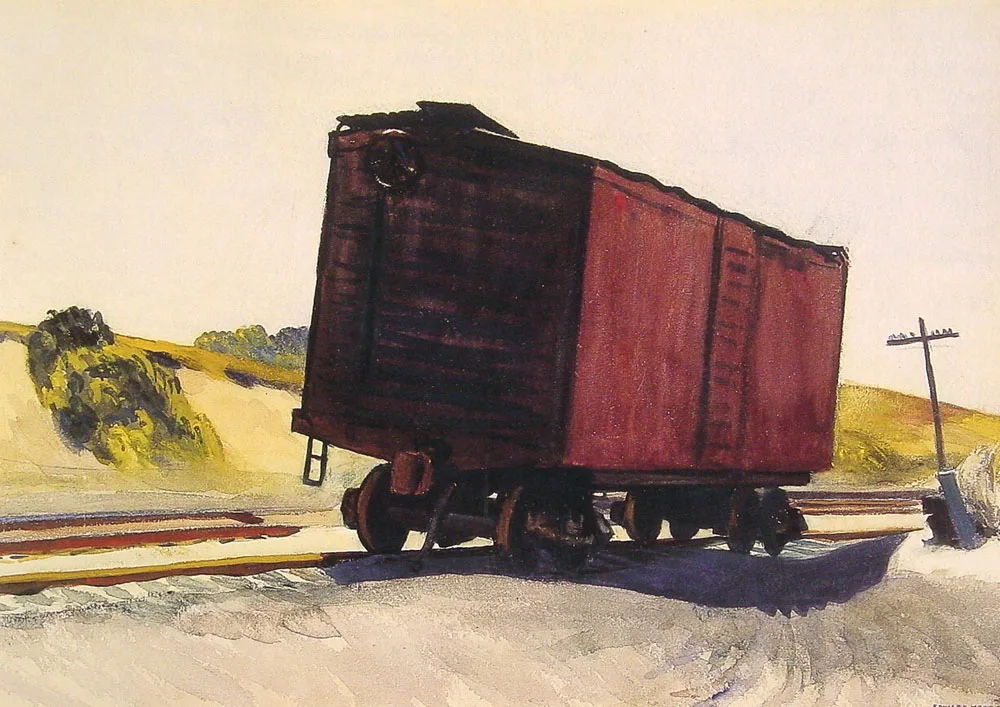 100% handmade Oil Painting reproduction on linen canvas,Freight Car at Truro by Edward Hopper,High Quality,Free Shipping