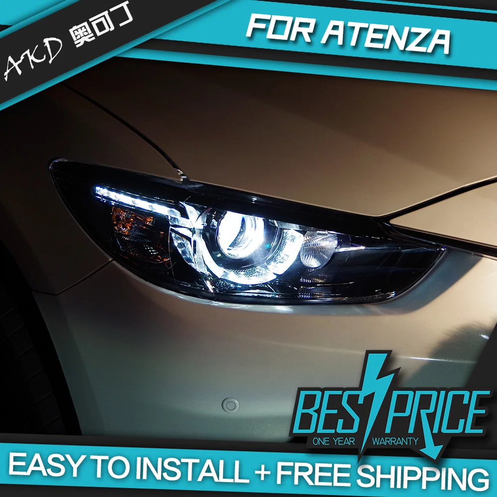 AKD Cars Styling Headlight For Mazda 6 Mazda6 Atenza 2013-2016 Headlights LED Running lights Bi-Xenon Beam Fog lights angel eyes