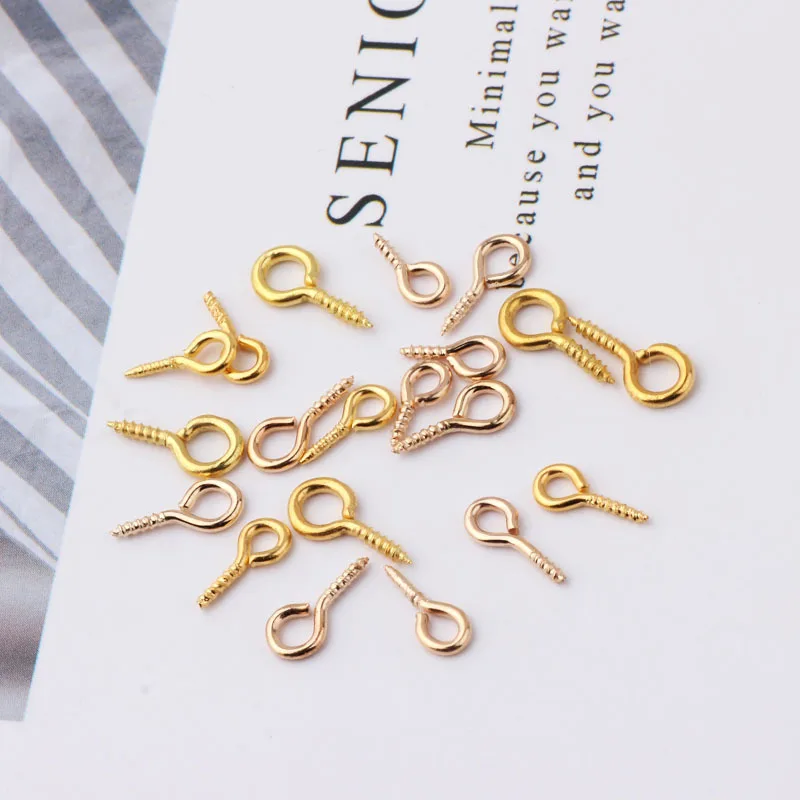 200/400/600pcs Small Tiny Mini Eye Pins Eyepins Hooks Eyelets Screw Threaded Gold Clasps Hooks Jewelry Findings For Making DIY