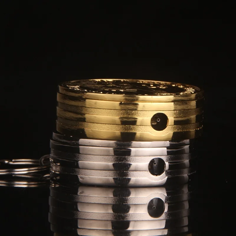 Creative Compact Cigarette Lighters Inflated Gas Lighter One Dollar Coin Lighters Pendant Metal Gift Keychain Key Chain