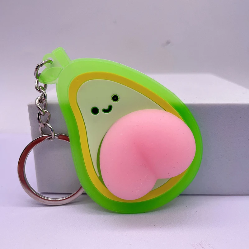 Squeeze Butt Key Ring Fidget Butt Doll Cartoon Mini Keychain Squishy Ball Novelty Gift Car Key Ring Student School Bag Pendant