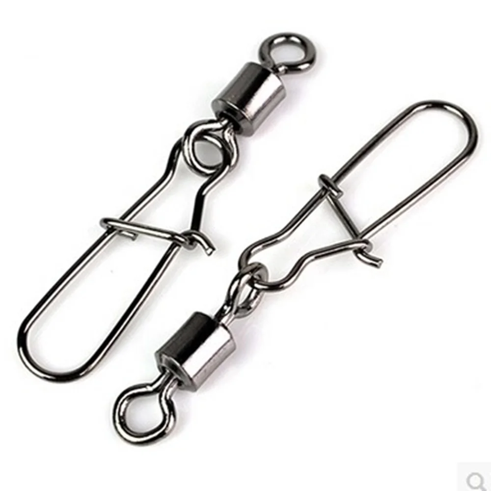 10PCS/LOT Fishing Connector Pin Bearing Rolling Swivel 1-12  Hook Lure Connector Fishing Stainless Steel Swivel Snap