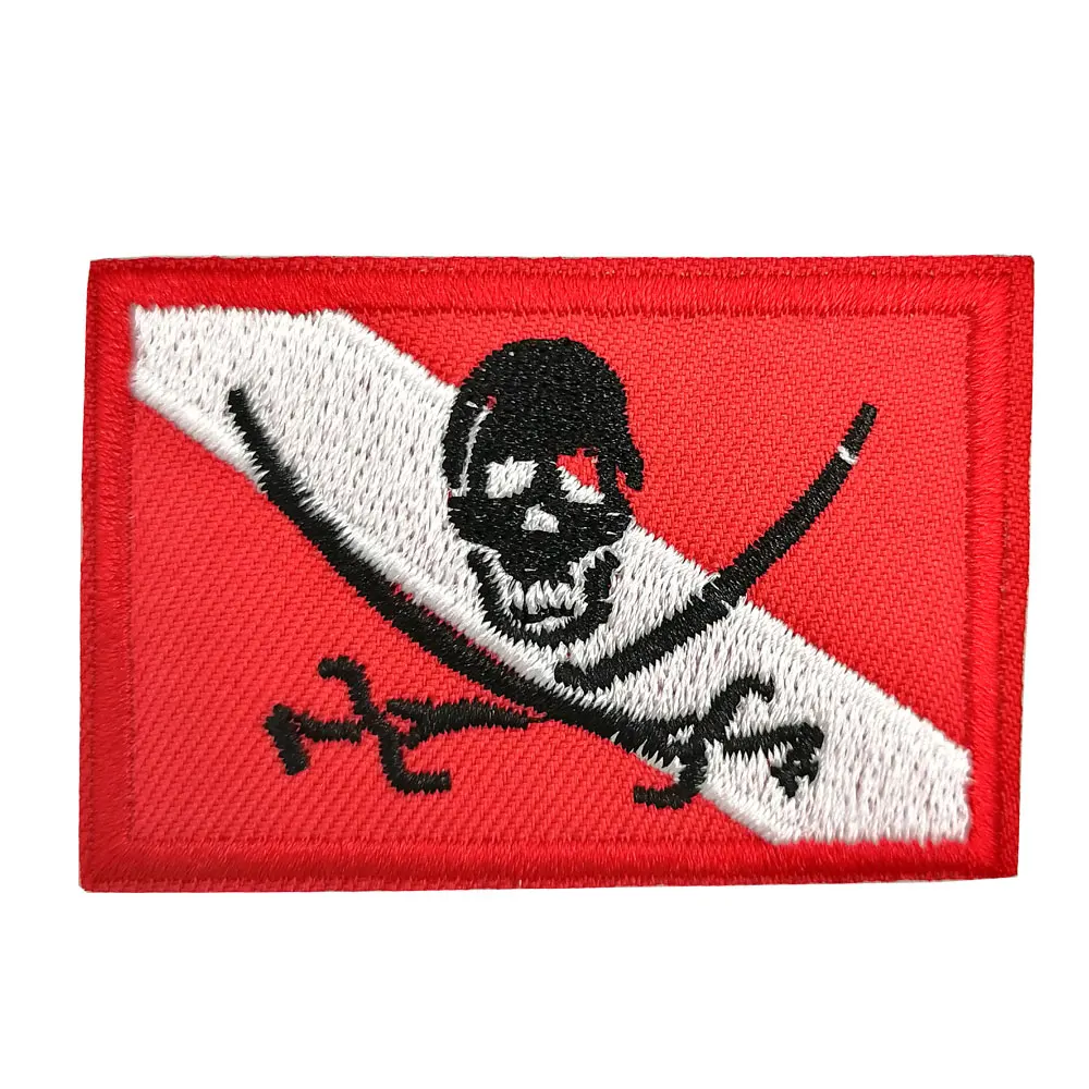 Scuba Diving Flag Patch Diver Down Flag Badge Diving Gift Embroidered Iron-On Patch For Diver Gear Bag backpack Clothes Hat DIY